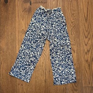 Zara Kids youth girls Navy and White linen wide leg Bottoms pants beach sz 10